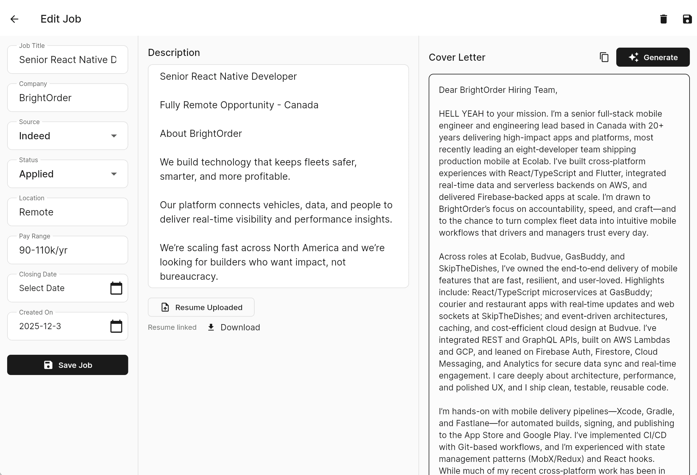 Get A Job: Job Cover Letter Generator